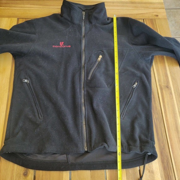Concurve Men's Fleece Jacket Size L Full Zip Black Collared Zippered Pockets - Picture 4 of 5